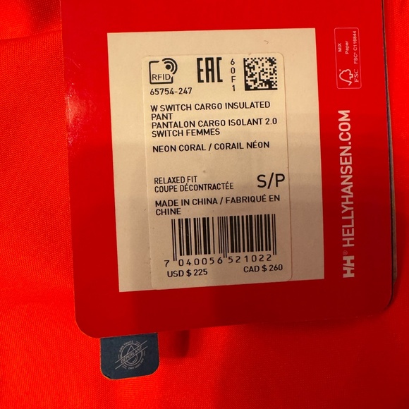 Women’s Switch Cargo Insulated Ski Pants – Small, Neon Coral - Picture 4 of 6